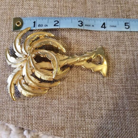 Ultra Craft Gold Rhinestone Kissed Palm Tree Pin Brooch - Picture 4 of 8